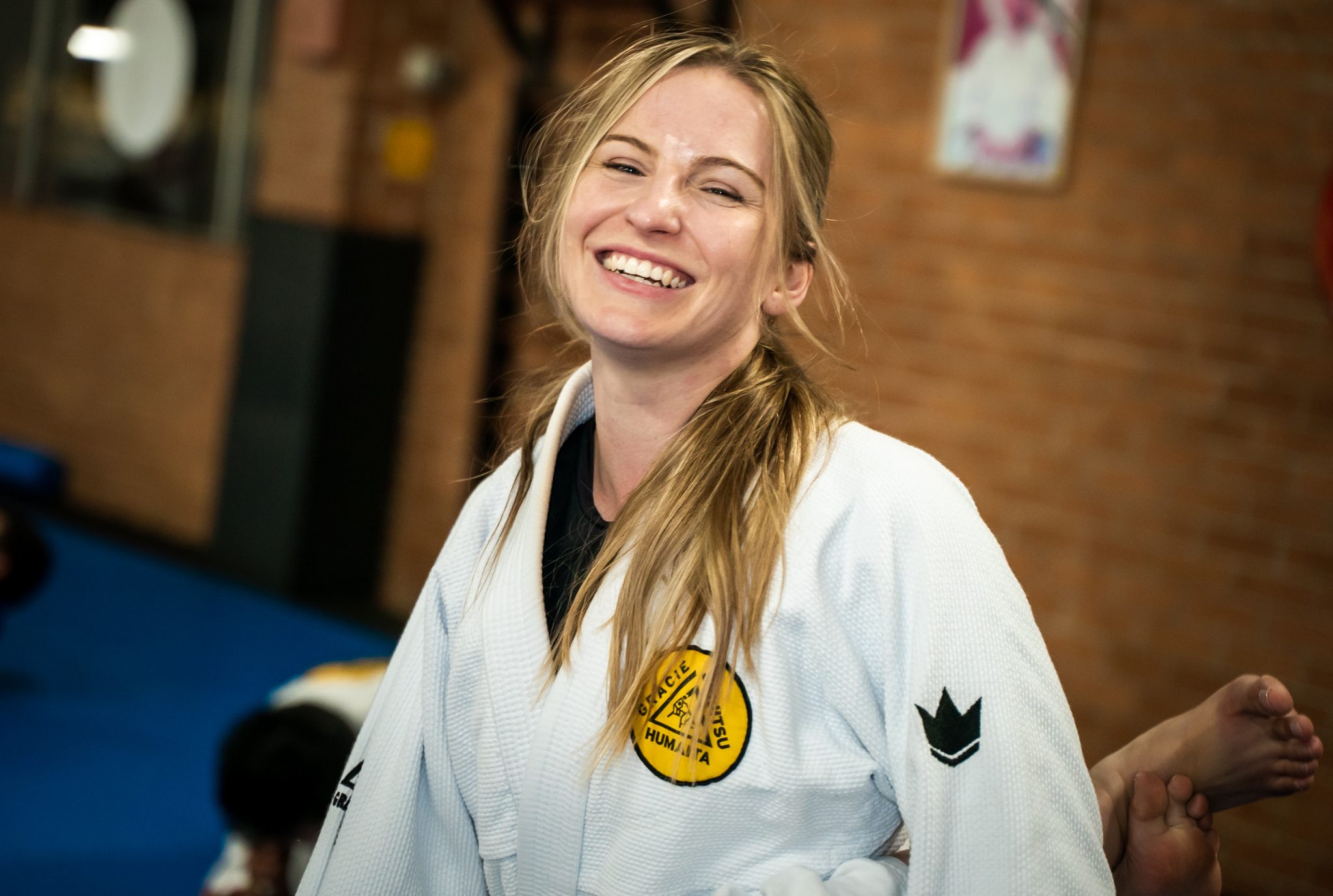 A girl training BJJ